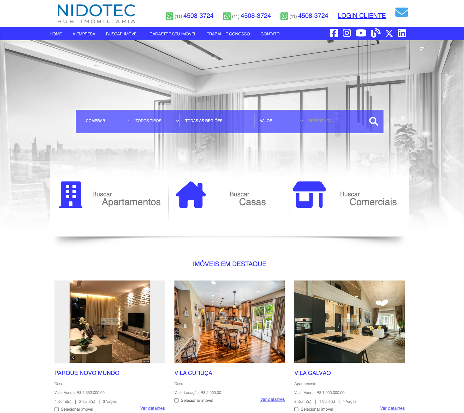 Site imobiliário modelo nidotec