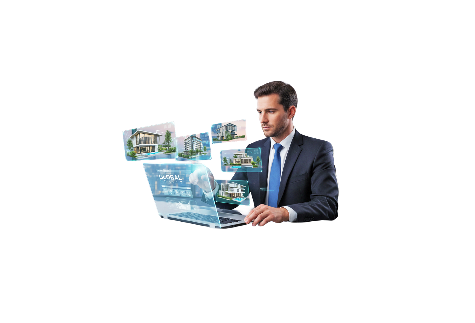 Corretor navegando em imóveis pelo site nidotec